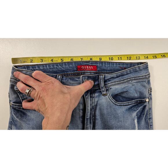 Guess size 29 high rise lift mom jeans raw hem ankle crop EUC casual everyday - Picture 9 of 9